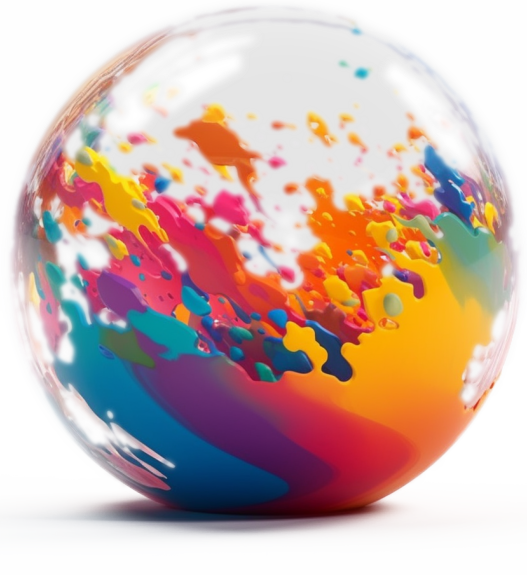 Colorful bubble with dynamic swirls symbolizing the explosive growth and vibrancy of branding.